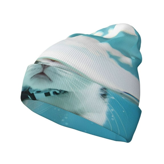 Hirioo Swimming Cat Goggles for Men's Knit Cuffed Beanie for Outdoor Activities Unisex
