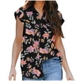 thumbnail image 2 of Summer Savings Clearance 2023! TAGOLD Womens Summer Tops,Women's Summer Casual Short Sleeve Blouse Button Floral Print Turndown Collar T-Shirt Tops, 2 of 5