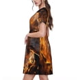 thumbnail image 2 of Gaeub Robe Femme Motif Flamme Dorée Imprimé Loup, Tunique Décontractée à Manches Courtes, Robe Midi d'Été pour Femme, Robe à Manches Courtes pour Femme, 2 of 6