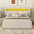 thumbnail image 2 of Queen Size Upholstered Platform Bed, Wooden Slats Support, Storage Platform Bed with Twin Size Trundle and 2 Drawers, No Box Spring Needed, Easy Assembly(Beige, Queen), 2 of 10