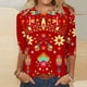 thumbnail image 4 of Camisetas Casuales de las Mujeres de Moda Impresa 3/4 Mangas Blusa Cuello Redondo para el Hogar Y Diario, 4 of 4