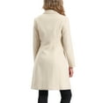 thumbnail image 3 of Allegra K Lapel Coats for Women's Button Down Single Breasted Long Sleeve Winter Pea Coat M Beige, 3 of 5