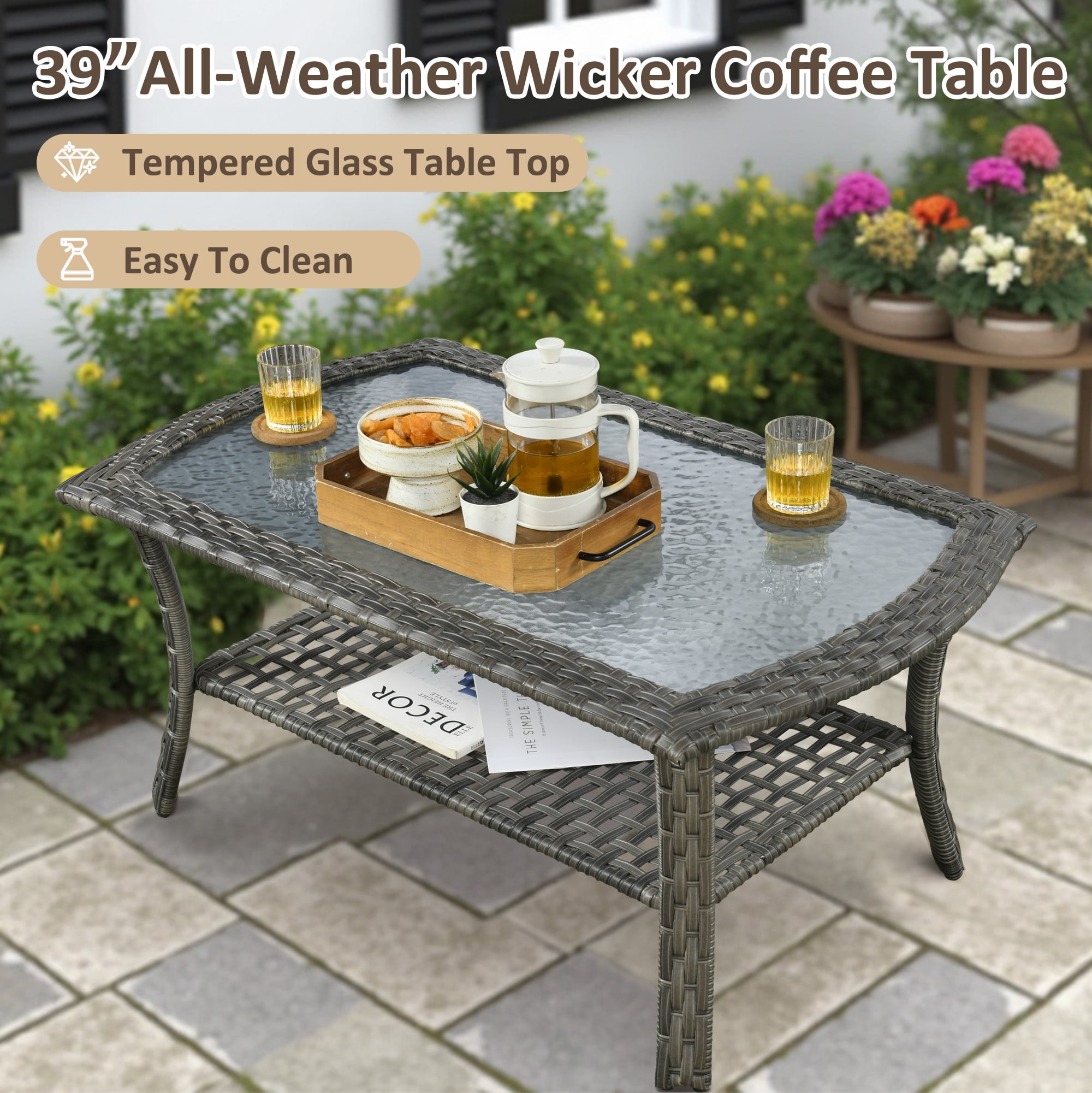 Toject Patio Furniture Set, 7 Pieces Outdoor Furniture Wicker Patio Conversation Set with Swivel Chairs, High Back Outdoor Chairs Loveseat for Backyard, Garden, Denim Blue