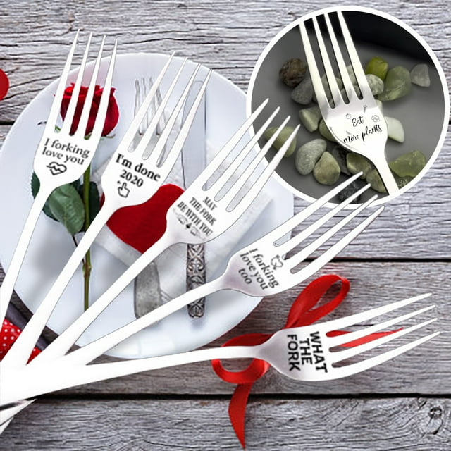 Vaidha 2PCS Engraved Fork Present For Husband Madam Family And Tableware Gift