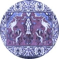 thumbnail image 1 of Ahgly Company Machine Washable Indoor Round Animal Blue Traditional Area Rugs, 6' Round, 1 of 4