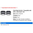 thumbnail image 2 of Front Brake Pad Set - Compatible with 2015 - 2016 Ford F-150, 2 of 2