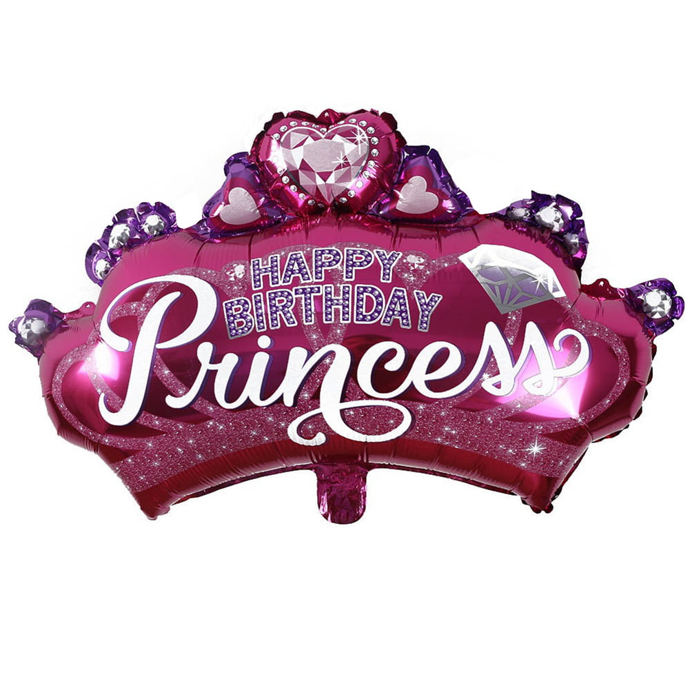 Supplies Gifts Kids Favors Princess Crown Foil Balloons Pink & Blue Inflatable