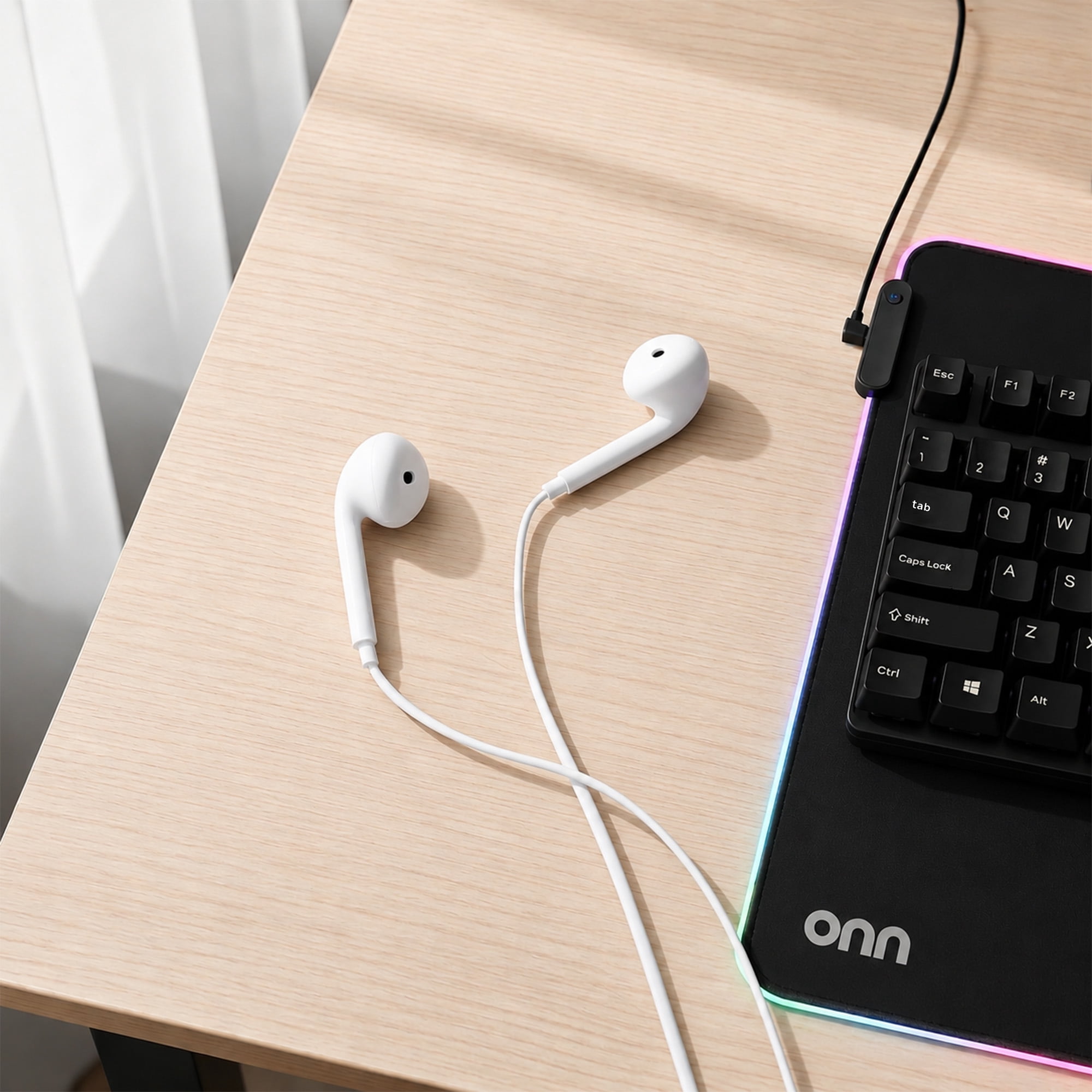 onn Earbuds with USB-C Connector, White