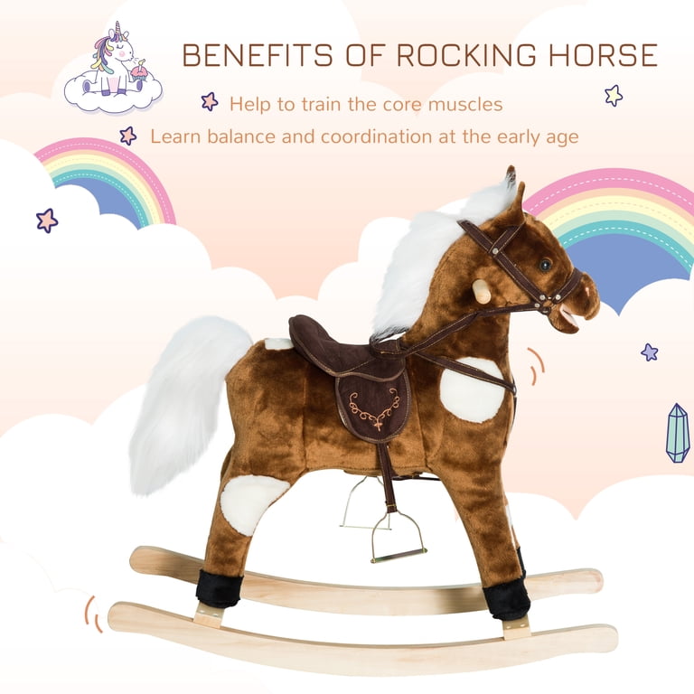 Qaba Rocking Horse with Music, Dark Brown photo 5