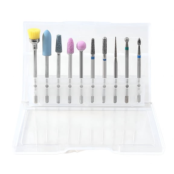 FACEGA 10Pcs/Set Nail Drill Bits, Tungsten Alloy Nail Mill Bits for Nail Gel Removing and Nail Surface Polishing