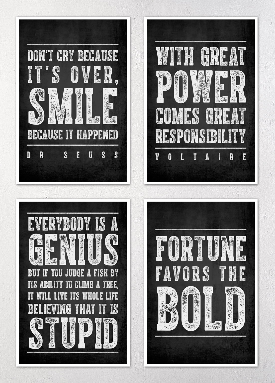 Motivational Posters Set of Four 12x18 Wall Art Prints Great Gift