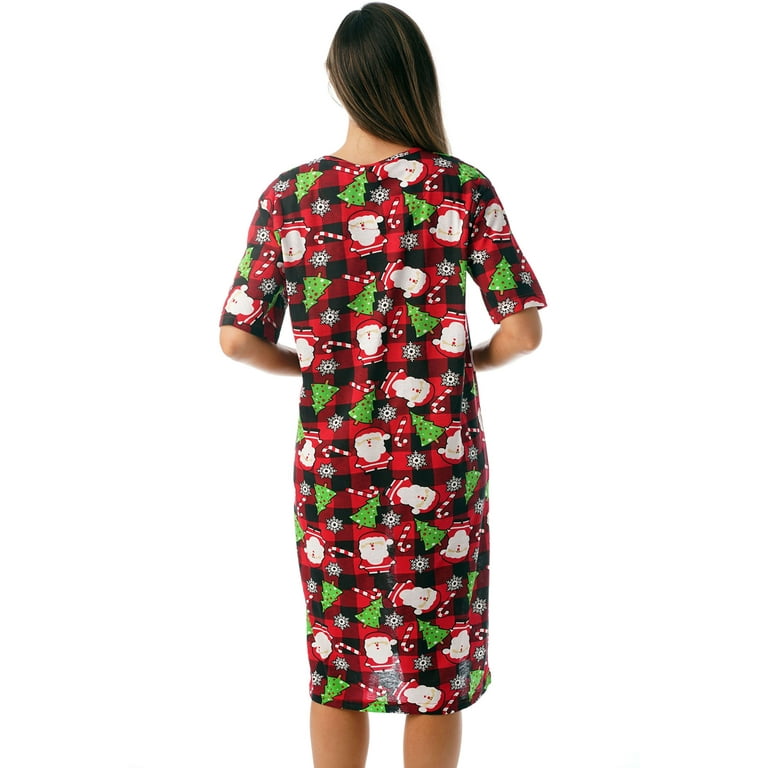 Just Love Short Sleeve Nightgown Sleep Dress for Women 4360-10018-GRY-1X  (Black - Buffalo Plaid Christmas, X-Large)