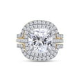 thumbnail image 2 of AFFY 3.50CT Cushion & Round Moissanite Diamond Halo Bridal Rings Set 14K Yellow Gold over Silver-5.5, 2 of 6