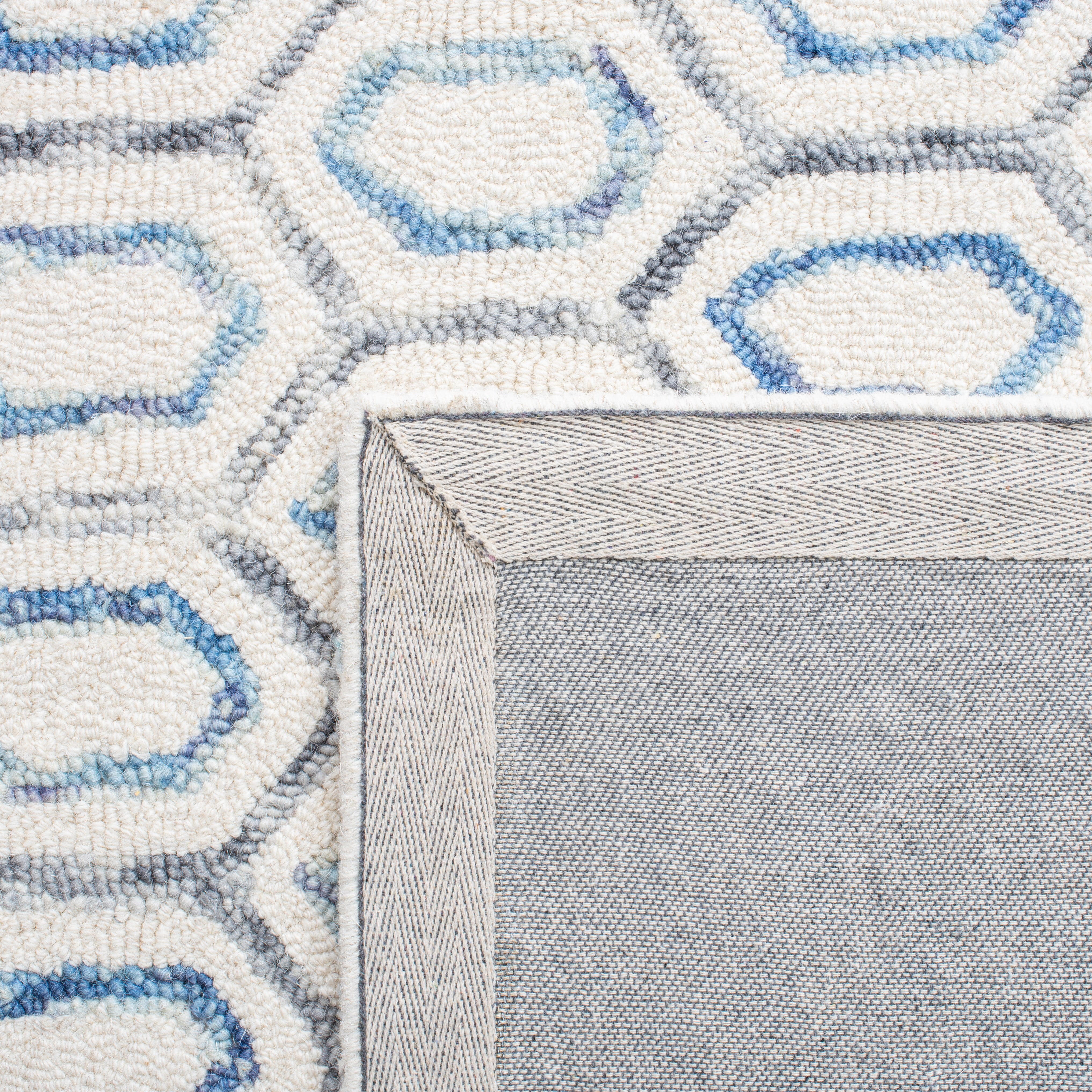 SAFAVIEH Metro Jessamine Geometric Area Rug, Ivory/Blue, 6' x 6' Round
