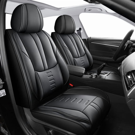 Car Seat Covers Full Set Fit for Ford Maverick 2022-2025,Premium Faux Leather Car Seat Protectors,Breathable Anti-Slip Full Wrapping Edge Seat Covers(Black&Gray,Full Set)
