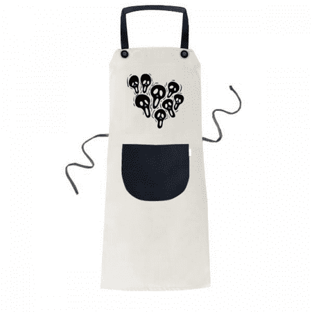 

l Tiling Pattern Halloween Apron Adjustable Bib Cotton Linen BBQ Kitchen Pocket Pinafore