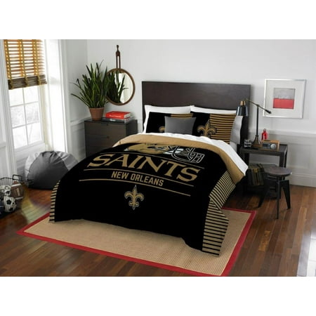 Sam Football - New Orleans Saints COMBO 5 Pc FULL / QUEEN Size Comforter Set Includes: Comforter, 2 Pillow Shams & 2 Pillowcases -NFL Football Bedding Accessories