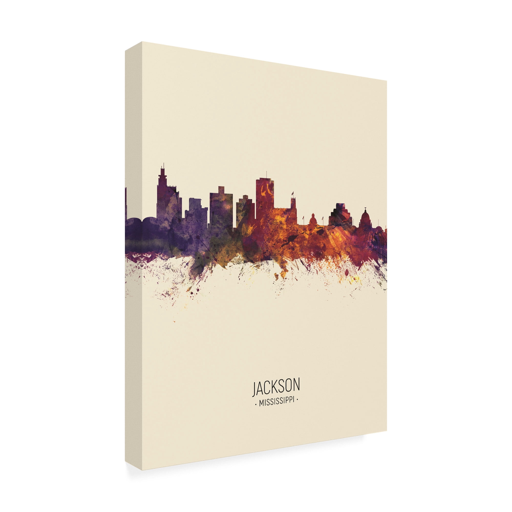 Trademark Fine Art 'Jackson Mississippi Skyline Portrait III' Canvas Art by Michael Tompsett