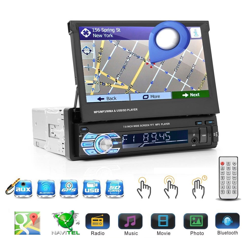 Podofo Car Radio Autoradio GPS Bluetooth Car Stereo 1 din 7"HD Touch