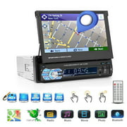 Podofo Car Radio Autoradio GPS Bluetooth Car Stereo 1 din 7"HD Touch Screen Handsfree FM USB SD MP5 Support Rear View Camera
