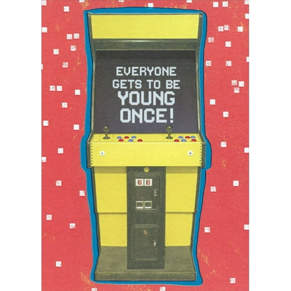 Designer Greetings Vintage Arcade Video Game : Young Once Funny / Humorous Birthday Card