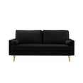 thumbnail image 2 of S-HOME 65-Inch Minimalist Velvet Sofa With Metal Legs And Cushions For Stylish Living Room Or Bedroom Décor，Black, 2 of 6