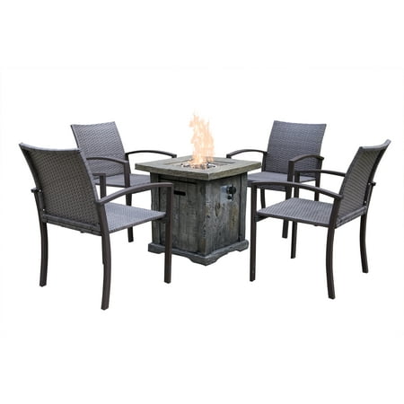 Santiago Wood Look Outdoor Gas Fire Pit Walmart Com
