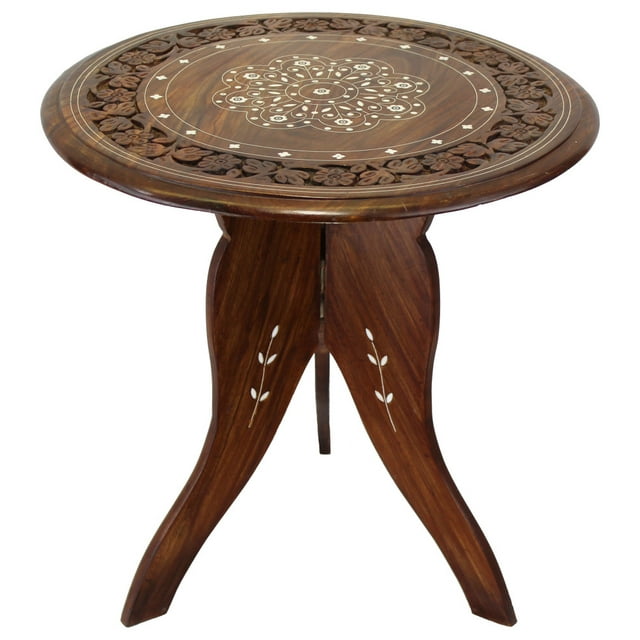 Natural Geo Table d'Appoint Décorative en Bois de Rose Sculptée à la Main