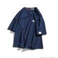 thumbnail image 4 of Rggeeun Men'S T-Shirts Solid Color Short Sleeve Crew Neck Soft Breathable Loose Fit for Summer Everyday Wear Leisure Tee,Navy,Xxxl, 4 of 9