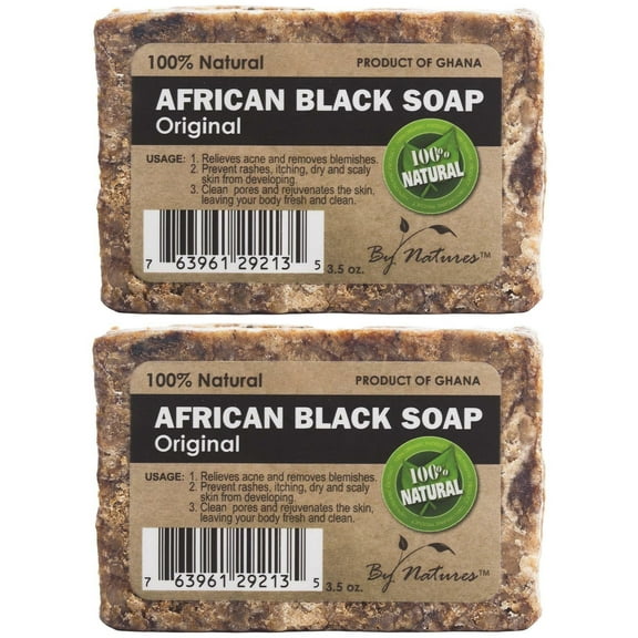 By Natures 100% Natural African Black Soap Original 3.5 Oz (Pack of 2)