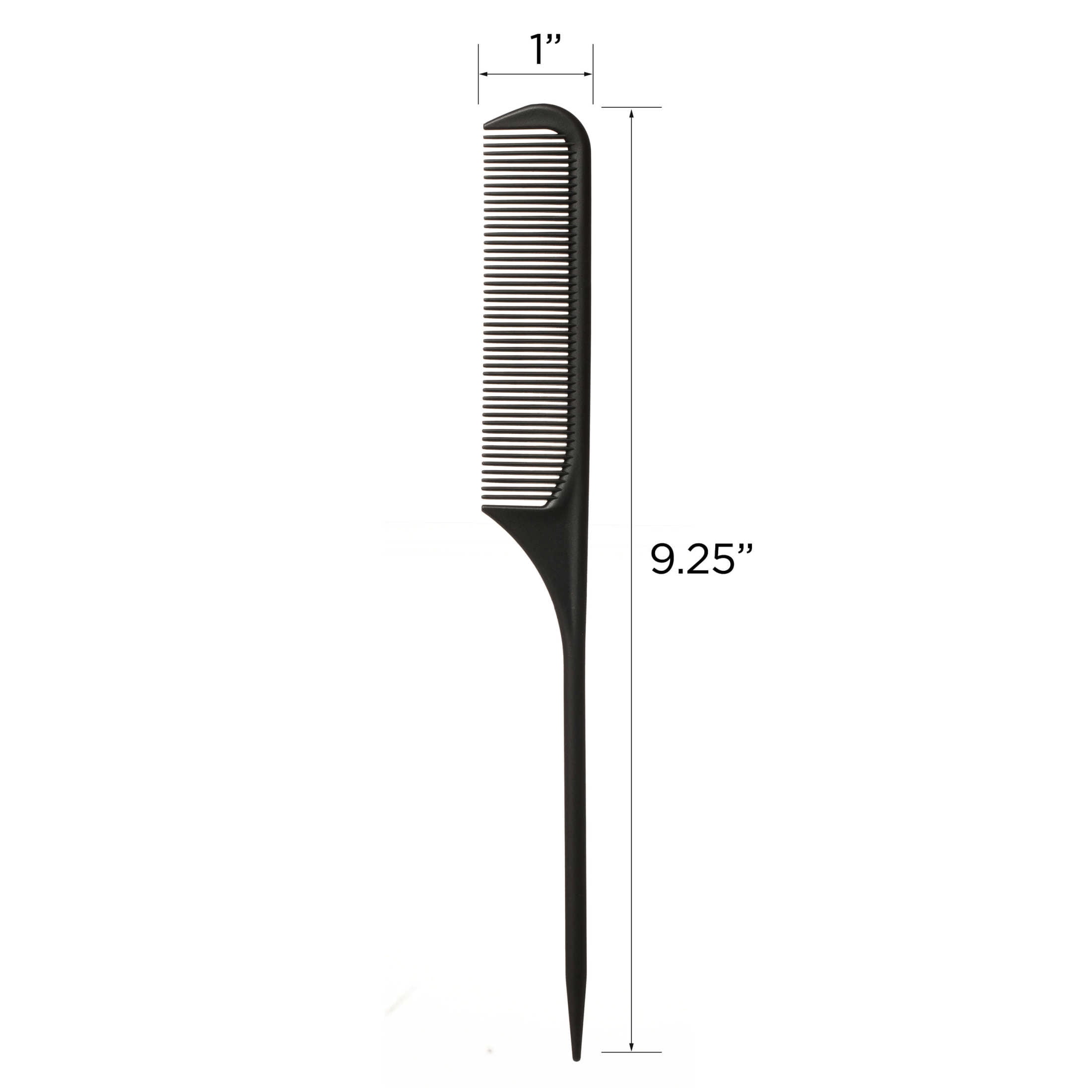 (2 pack) KISS Carbon Fiber Professional Rat Tail Hair Comb, Black, 1 Count