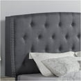 thumbnail image 4 of JERFIT Queen Size 3-Piece Upholstered Bedroom Set with Wingback Headboard, Grey Fabric Platform Bed and 2 White Nightstands for Modern Home, 4 of 10