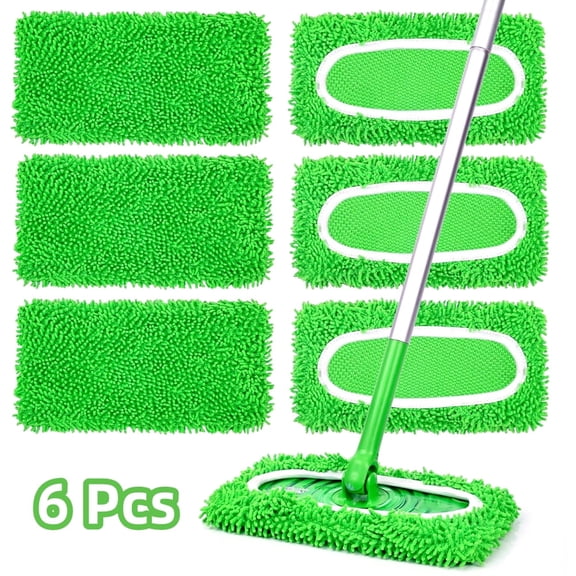 Aezusy 6-Pack Reusable Mop Pads Compatible with Sweeper Mop, Dry & Wet Sweeping Cloths Washable Mop Pads for Multi-Surface/Hardwood Floor Cleaning