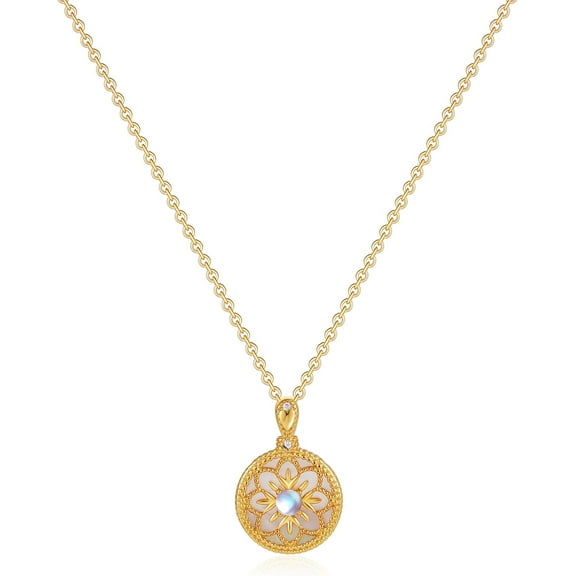 925 Sterling Silver Blue Sandstone Moon Star Phase Necklace Earrings 18K Gold Plated Necklace Birthday Gift for Women Girlfriend