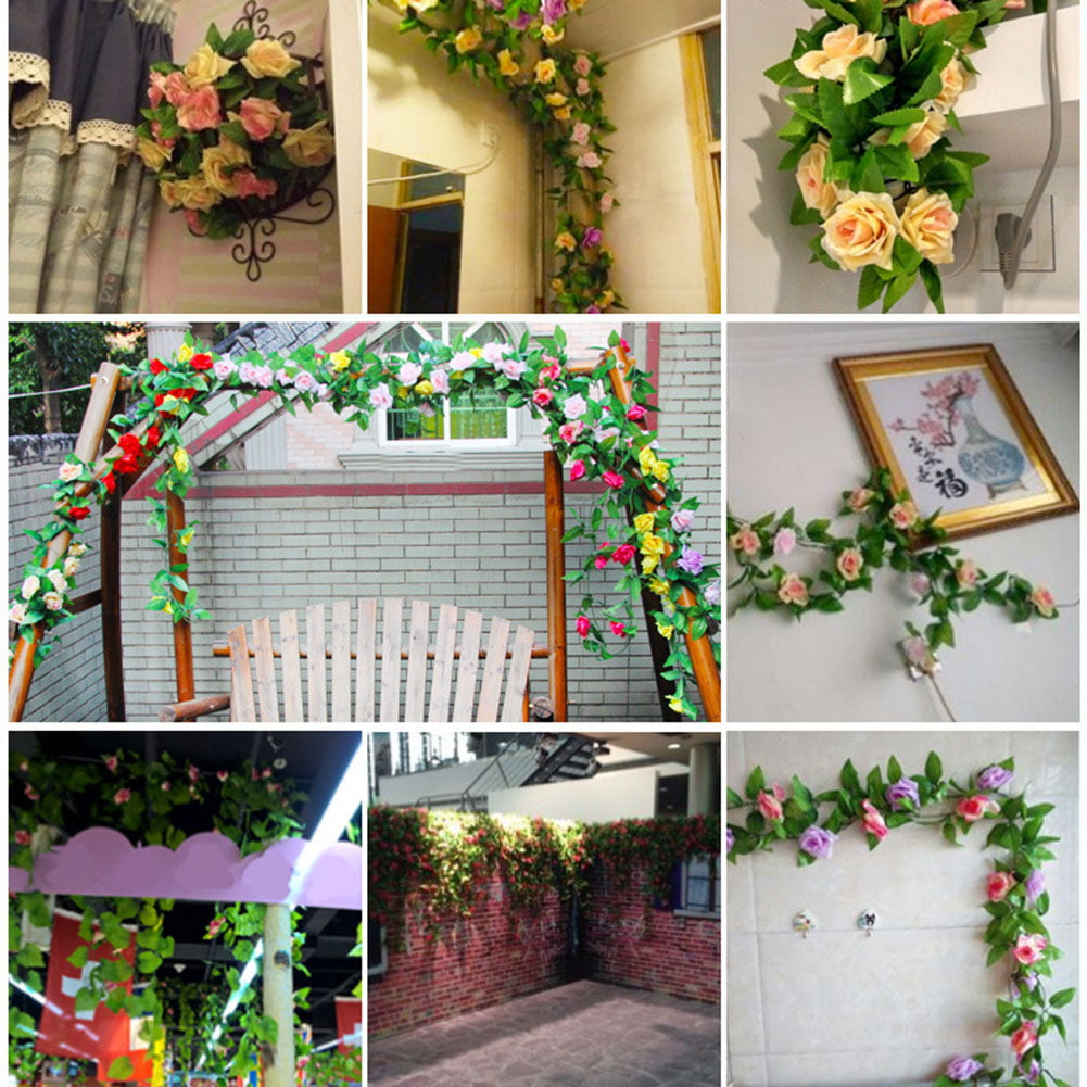 Details about   1M Artificial Fake Silk Flower Vine Hanging Garland Plant Home Garden Decoration 