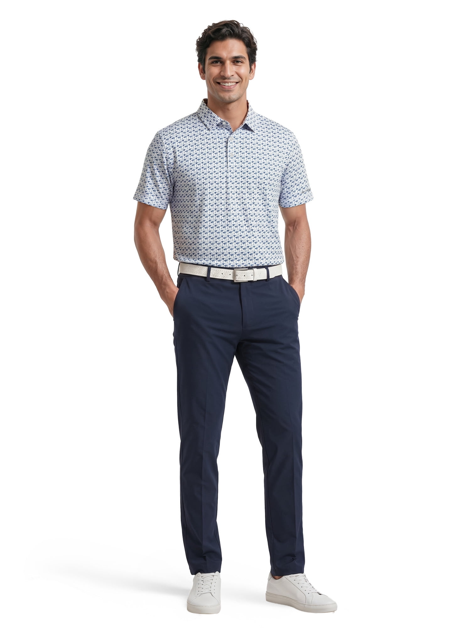 Ben Hogan Performance Men’s & Big Men's All-Over Martini Print Short Sleeve Golf Polo Shirt, Sizes S-4XLT