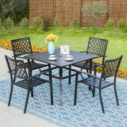 Sophia & William 5 Pcs Metal Patio Outdoor Dining Set with 4 Stackable Chairs and Square Table