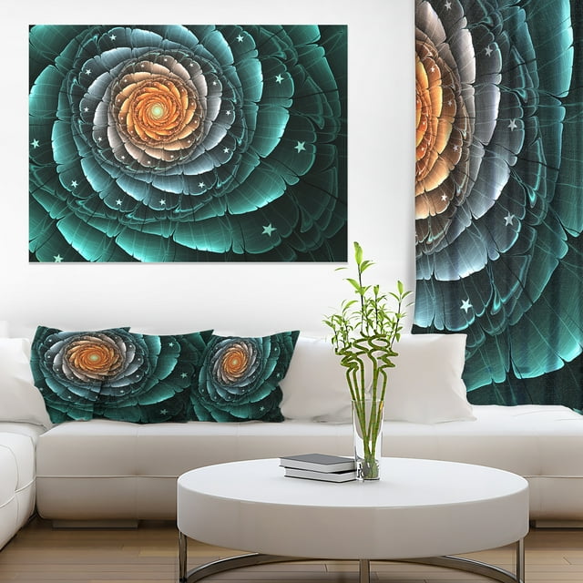 Art Numérique Fractal Flower Turquoise - Impression sur Toile Florale