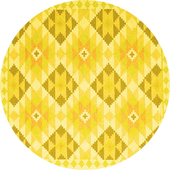 Ahgly Company Indoor Round Southwestern Yellow Country Area Rugs, 6' Round