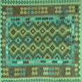 thumbnail image 1 of Ahgly Company Indoor Square Persian Turquoise Blue Traditional Area Rugs, 8' Square, 1 of 4