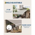 thumbnail image 5 of Retractable Awning, 13 x 10 ft Outdoor Manual Patio Awning Retractable Sun Shade, Patio Door Window Water-Resistant Polyester Awning Sunshade Shelter with Crank Handle for Balcony, Backyard, 5 of 7