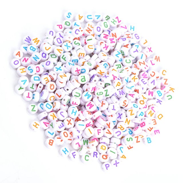 500Pcs Round Letter Beads, Nicely Printed 7 Colors Letter Beads, For Bracelets Kids