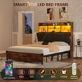 Alohappy Queen Bed Frame with LED Lights, Storage Headboard & Charging