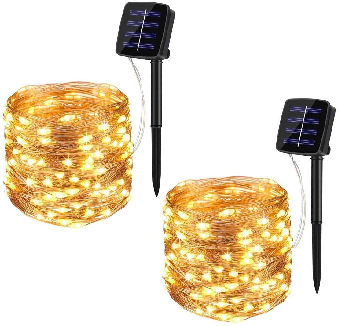 8 modes Solar 100LED luminous copper wire light string for manor、Trail、garden 