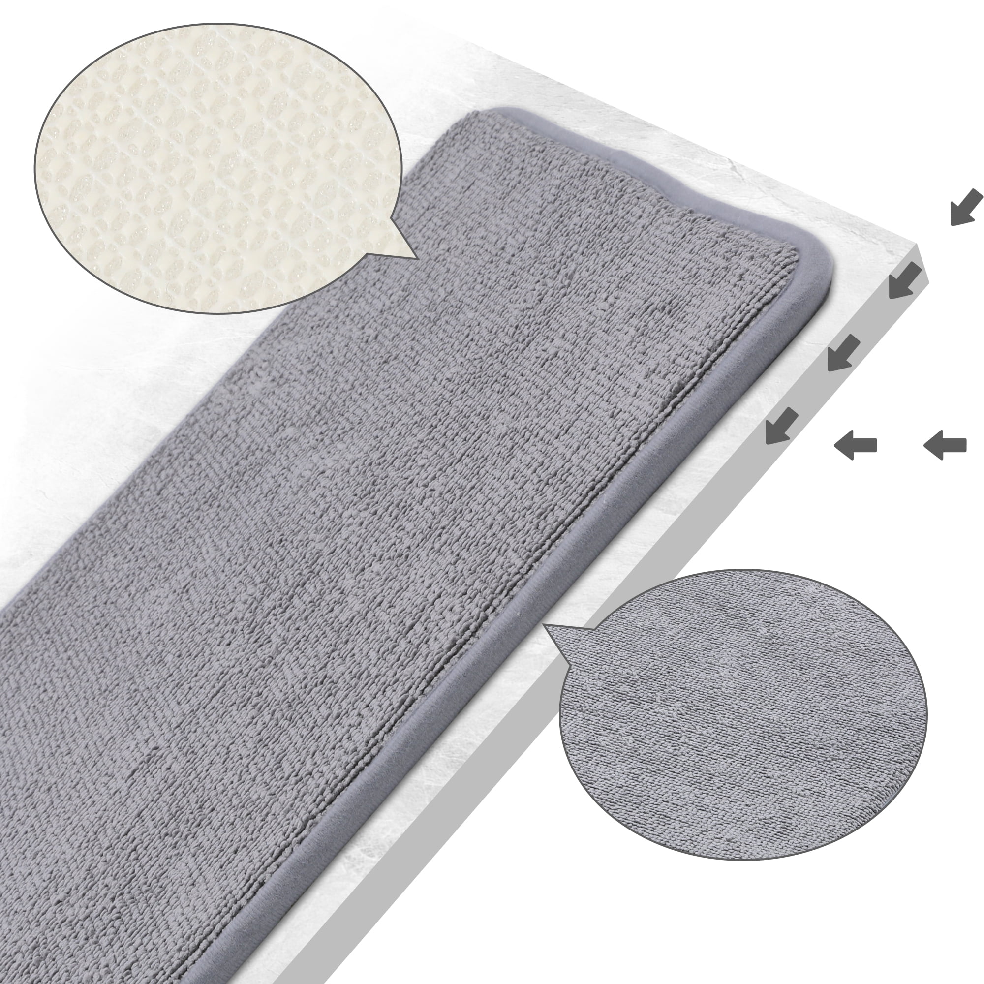 Unique Bargains Bathroom Rug Soft Non Slip Memory Foam Mat Grey 16" x 24"