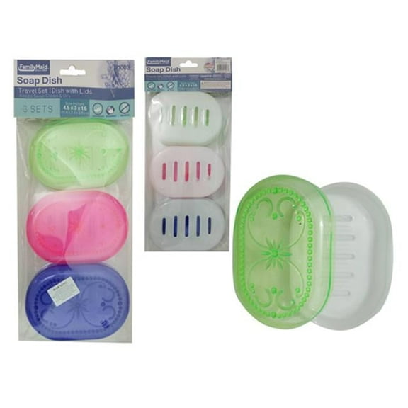 Familymaid 21003 Oval Plastic Soap Dish, 4 Assorted Colors - 3 Piece - Pack of 48