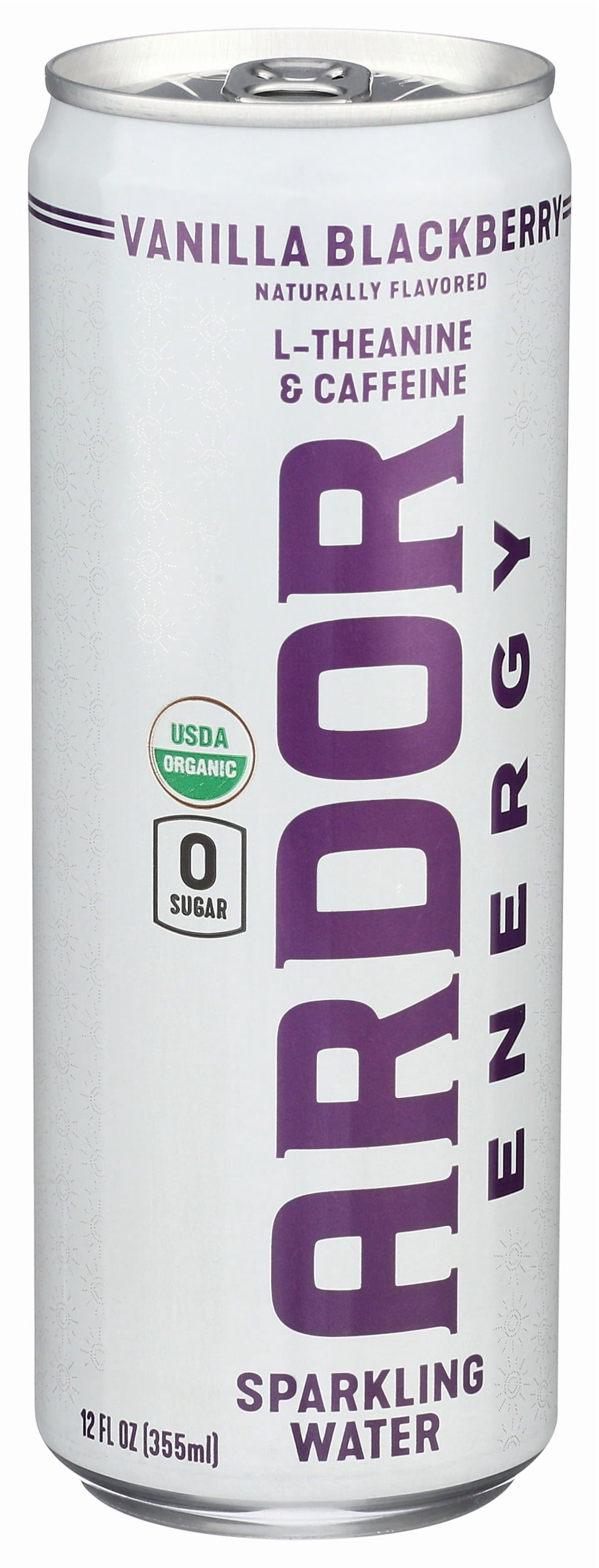Pack of 12, Ardor Organic Inc Organic Vanilla Blackberry Energy Sparkling Water, 12 fl oz