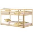 thumbnail image 2 of Costway Twin over Twin Low Bunk Bed with Guardrails Integrated Ladder Kids Wooden Beige, 2 of 10