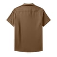 thumbnail image 5 of hoksml Men's Camp Collar Short Sleeve Button Down Shirt, Loose Textured Shirts for Daily Beach Casual Wear, 5 of 8