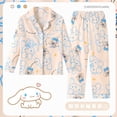 thumbnail image 4 of Anime Kawaii Sanrioed Cinnamoroll Hello Kitty Kuromi Y2K conjunto de pijamas de manga larga para niños ropa de dormir de primavera con dibujos animados para niños y niñas, 4 of 5